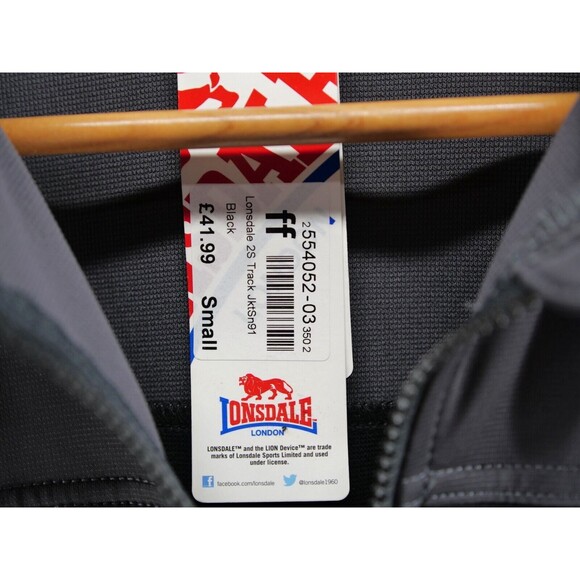 LONSDALE Track Jacket Varsity Zip Up Mens Small‎ Black London - Picture 3 of 8